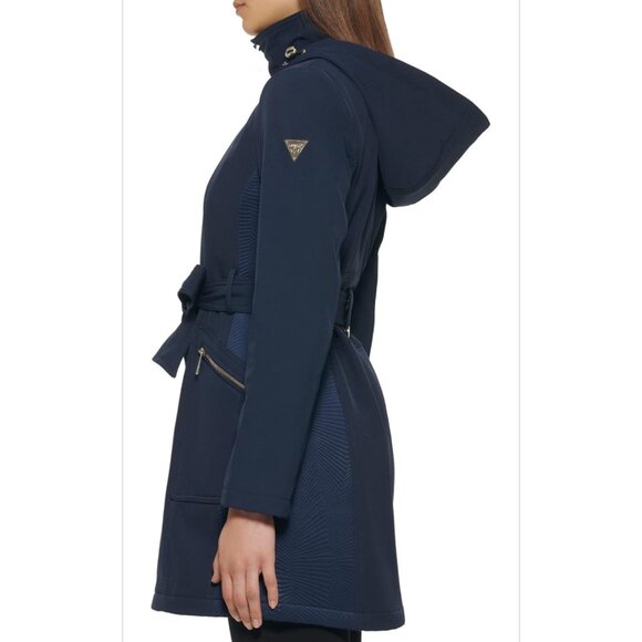 Guess Belted Zip Front Soft Shell Jacket - Color Navy - XL - Picture 4 of 5